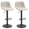 Swivel Bar Stools Set of 2 Bar Chairs Adjustable Height Barstools Padded with Back for Kitchen, Counter, and Home Bar, Cream White