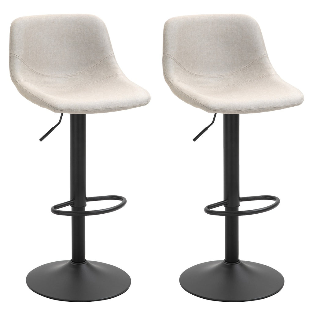 Swivel Bar Stools Set of 2 Bar Chairs Adjustable Height Barstools Padded with Back for Kitchen, Counter, and Home Bar, Cream White