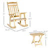 Wooden Outdoor Rocking Chair, 2-Piece Porch Rocker Set with Foldable Table for Patio, Backyard and Garden, Natural