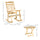 Wooden Outdoor Rocking Chair, 2-Piece Porch Rocker Set with Foldable Table for Patio, Backyard and Garden, Natural