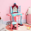 31 PCS Kids Vanity Set, Kids Dressing Table Set, Magic Glamour Princess Mirror W/ Beauty Kit, Mirror, Stool, Light & Music, for Ages 3-6, Blue+Pink
