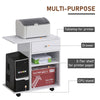 Printer Table Desk  Rolling Cart Stand with Wheels  Adjustable Shelf  Drawer and CPU Stand  White