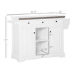 Rolling Kitchen Island on Wheels, Portable Kitchen Island with Stainless Steel Countertop and Spice Rack for Kitchen, Dining Room, White