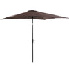 9' x 7' Patio Umbrella Outdoor Table Market Umbrella with Crank, Solar LED Lights, 45Â° Tilt, Push-Button Operation, for Deck, Pool, Brown