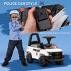 Kids Ride On Sliding Car with Hidden Under Seat Storage, Ride On Police Car for Toddler with Megaphone, Anti Dumping Device, Removable Backrest, Foot-to-Floor Design, Aged 18-60 Months, White