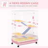32"L 4-Level Small Animal Cage Rabbit Hutch with Lockable Wheels, Slide-out Tray for Bunny, Chinchillas, Ferret, Hedgehog & Gerbils, Pink