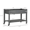 47" x 21" Raised Garden Bed Elevated Wooden Planter Box w/ Lockable Wheels, Storage Shelf for Backyard, Dark Gray