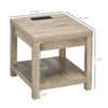 End Side Table with Charging Station, 2 USB Ports and 3 Outlets for Living Room, Bedroom, 17.75"x17.75"x17.75", Gray