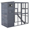 Cat House Outdoor Catio Kitty Enclosure with Platforms Run Lockable Doors and Asphalt Roof, 77" x 37" x 69", Grey