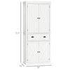 Freestanding Modern Farmhouse 4 Door Kitchen Pantry Cabinet, Storage Cabinet Organizer with 6-Tiers, 1 Drawer and 4 Adjustable Shelves, White