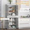 Modern Kitchen Pantry Freestanding Cabinet Cupboard with Doors and Drawer, Adjustable Shelving, Grey