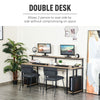 2 Person Home Office Computer Desk, Double Desk Sturdy Study Table with Double Elevated Monitor Rack/Open Desktop/CPU Shelf, Black/Light Brown