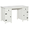 Home Office Writing Desk with Drawers Study Table Computer Workstation Barn Door style Computer Desk with 3-Level Adjustable Shelf, White