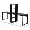 Bookshelf Desk 88" Extra Long 2-Person Computer Desk W/ Bookshelf Combo Double Workstation Storage Unit Home Office Black