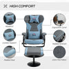 Recliner Chair with Ottoman, Video Gaming Chair, Racing Style Upholstered Swivel Recliner with Footrest, Headrest and Lumbar Support, Grey/Blue