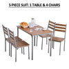 Modern 5-Piece Wooden Counter Dining Kitchen Table Set, 1 Table 4 Chairs Metal Legs, Suitable For Outdoors, Brown