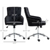 Mid-Back Desk Chair with Nailhead Trim, Button Tufted Back Design, Adjustable Height, Rocking Function and Wheels, Black