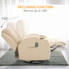 Luxury Faux Leather Heated Vibrating 8 Point Massage Recliner Chair with 360° Swivel and Remote, Cream White