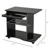 Portable Computer Desk, Office Desk, Mobile PC Desk with Sliding Keyboard Tray, Storage Shelves and Open CPU Stand, Small Home Desk, Black