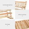 2-Person Wood Rocking Chair with Log Design, Heavy Duty Loveseat with Wide Curved Seats for Patio, Backyard, Garden, Natural