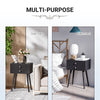 Modern Side End Table with 2 Drawers, Nightstand with Solid Wood Legs, Living Room, Bedroom Furniture, Black