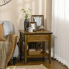 Retro Side Table, End Table with Storage Drawer and Open Shelf for Living Room, Bedroom, Dark Coffee