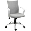 Mid Back Home Office Chair with Adjustable Height, Computer Chair with High Armrests and Rocking Function, Light Grey/White