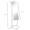 Floor Standing Jewelry Cabinet, Lockable Jewelry Organizer with Full-Length Mirror,  and 4 Adjustable Angles, White
