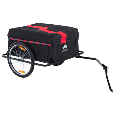 Red Bicycle Cargo Trailer, Two-Wheel Bike Luggage Wagon Trailer with Removable Cover, Wheel 20
