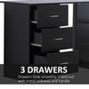 47" Modern Home Office Computer Workstation Desk with 3-Tier Shelves 3 Storage Drawers - Black