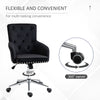 Mid-Back Desk Chair with Nailhead Trim, Button Tufted Back Design, Adjustable Height, Rocking Function and Wheels, Black