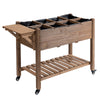 49'' x 21'' x 34'' Raised Garden Bed w/ 8 Grow Grids, Outdoor Wood Plant Stand w/ Storage Shelf and Lockable Wheels for Vegetable Flower Her