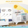 Wooden Pretend Play Kitchen with Sink, Clock, and Stove for Kids with Real Stainless Steel, Children Cooking Playset for 3-6 Years Old