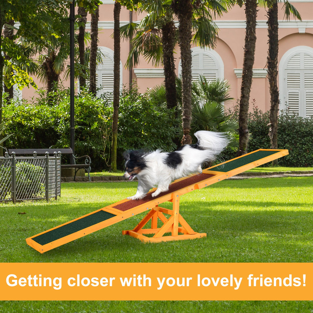 Wooden Dog Agility Seesaw for Training and Exercise, Platform Equipment Run Game Toy Weather Resistant Pet Supplies 71"L x 12"W x 12"H