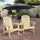 Set of 2 Wooden Adirondack Chairs, Outdoor Double Seat with Center Table and Umbrella Hole for Patio, Backyard, Deck, Fire Pit, Natural