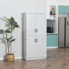 70" Kitchen Pantry Storage Cabinet, 6-tier Freestanding Cupboard with Adjustable Shelves and 4 Doors for Dining Room, Gray