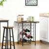 24-Bottle Industrial Modern Wine Rack Table, Freestanding 6 Tier Wine Bottle Organizer with Glass Stemware Holder, Natural/Black