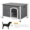 31"L Wooden Decorative Dog Cage Kennel Wire Door with Lock Small Animal House with Openable Top Removable Bottom Grey