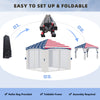 10' x 10' Pop Up Canopy with Netting, Foldable Tents for Parties, Height Adjustable, with Wheeled Carry Bag and 4 Sand Bags for Outdoor, Garden, Patio, American Flag