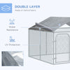 Dog Kennel Outdoor Heavy Duty Playpen with Galvanized Steel Secure Lock Mesh Sidewalls and Waterproof Cover for Backyard & Patio