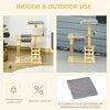 25.5" Cat Tree Kitty Activity Center Pinewood Cat Climbing Toy Indoor Outdoor Pet Furniture Perch Hanging Toy Ladder Cushion Natural