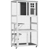 Outdoor Cat House, Wooden Catio on Wheels, Large Kitten Playpen with Weather Protection Roof, 2 Platforms, Resting Condo, Enter Door 36"L