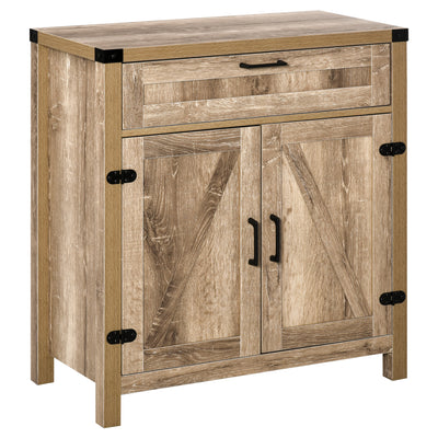 Farmhouse Sideboard, Wooden Accent Buffet Cabinet with Drawer and Adjustable Shelf for Kitchen, Oak