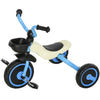 Foldable Kids Ride on Bike Tricycle with a Timeless Classic Color Design & a Front Basket for Storage - Blue