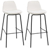 29.5" Seat Height Bar Stools Set of 2, Upholstered Bar Chairs, Armless Barstools with Back, Steel Legs, Cream White