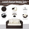 Outdoor PE All-Weather Rattan Loveseat Couch with 2 Throw Pillows & Comfortable Cushions in an Elegant Style