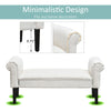 52" Linen Upholstered Accent Ottoman Bench With Armrests, Cream White