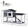 2-Story Rabbit Hutch Wooden Bunny Hutch Cage Small Animal House with Ramp, No Leak Tray, Weatherproof Roof and Outdoor Run, Grey