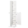Linen Cabinet Slim Bathroom Storage Cabinet Freestanding Bathroom Tall Organizer Tower Cupboard Adjustable Shelves Wooden Furniture White