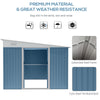 11' x 9' Steel Garden Storage Shed Outdoor Metal Lean To Tool House with Double Sliding Lockable Doors & 2 Air Vents, Blue
